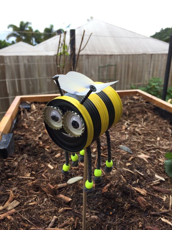 Adorable Tin Can Bee Sculpture