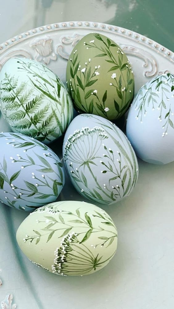 Botanical Hand-Painted Easter Eggs