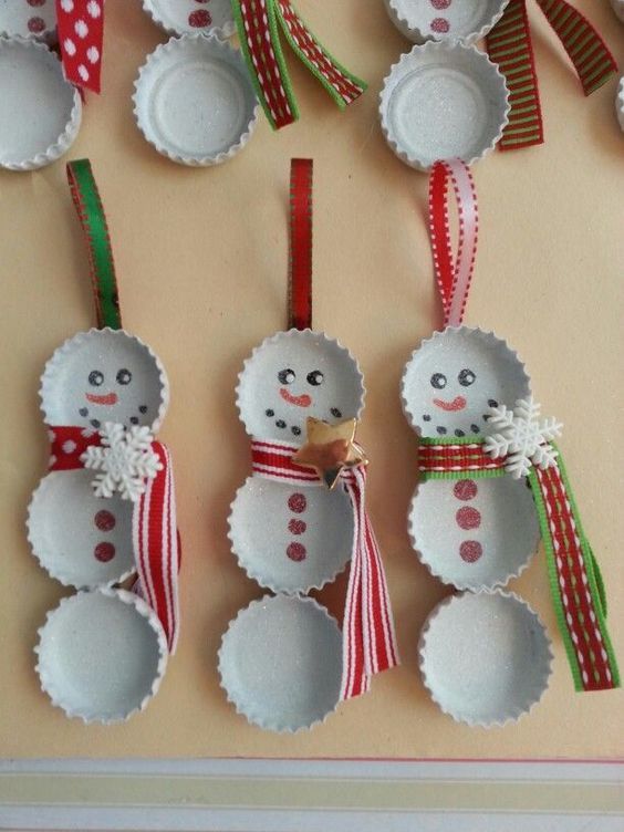 Bottle Cap Snowman Ornaments