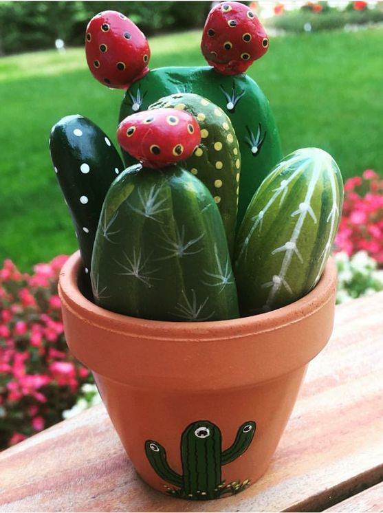 Charming Cactus Pebble Pot