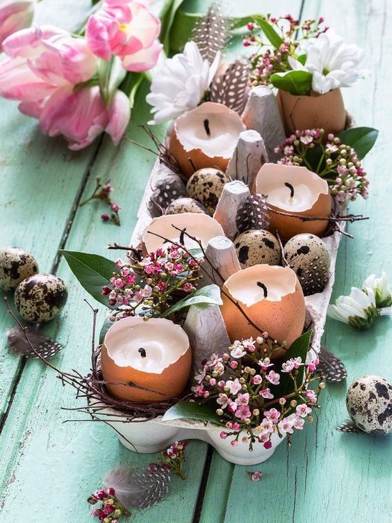 Charming Eggshell Candle Arrangement