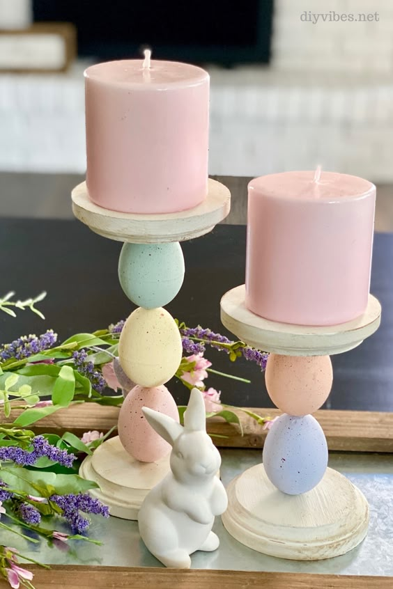 Charming Pastel Egg Candle Holders