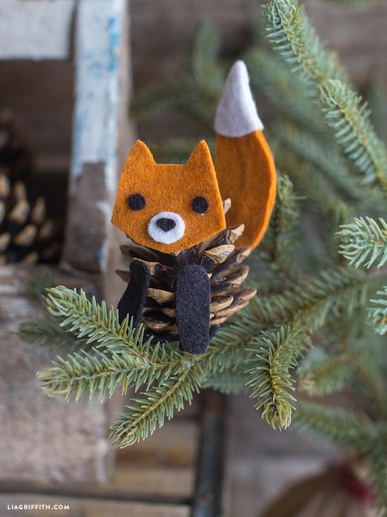 Charming Pine Cone Fox Ornament