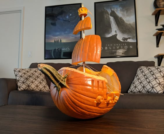 Charming Pumpkin Pirate Ship