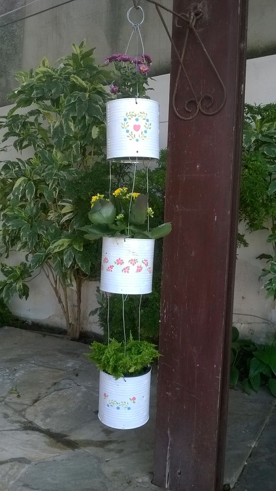 Charming Tin Can Hanging Planter