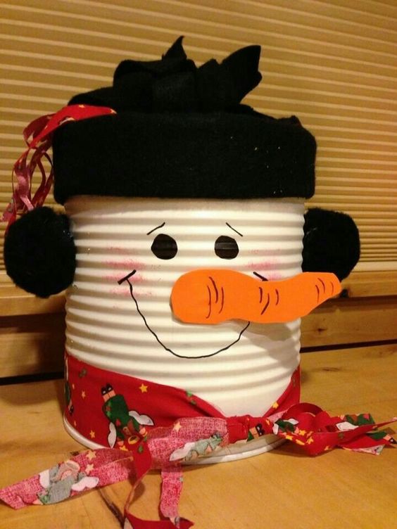 Cheerful Tin Can Snowman Craft