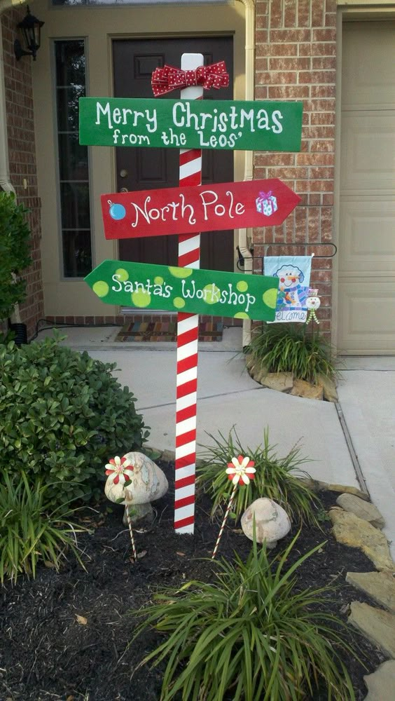 Christmas Directional Sign Post