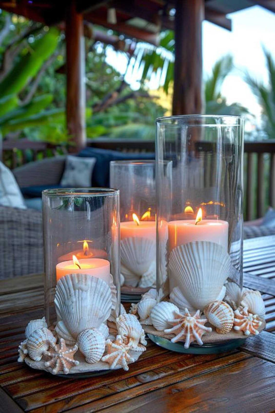 Coastal Candle Shell Centerpiece