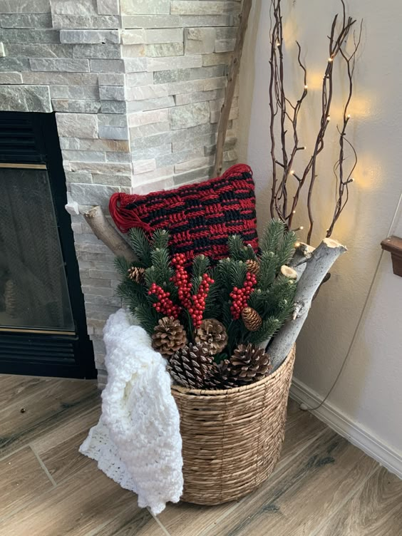 Cozy Christmas Basket Display