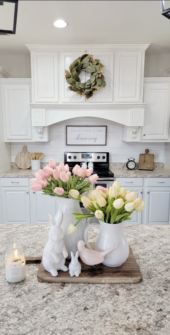 Elegant Tulip and Bunny Kitchen Display