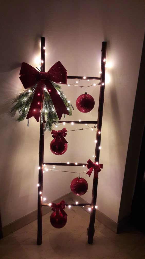 Festive Ladder Light Display