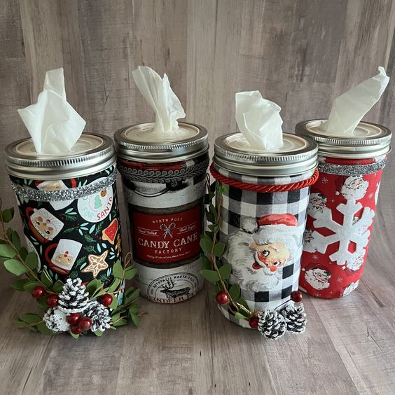 Festive Mason Jar Tissue Holders