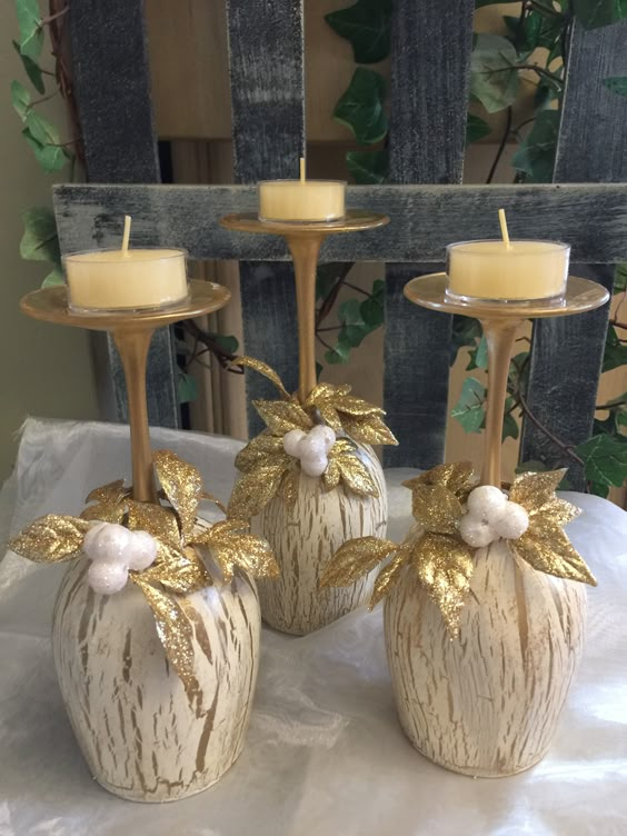 Golden Elegance Candle Holders