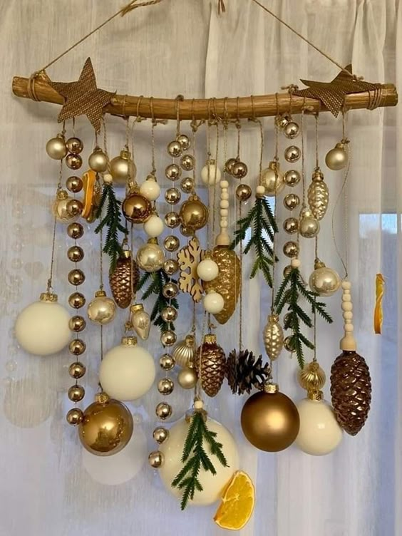 Golden Ornament Hanging Display