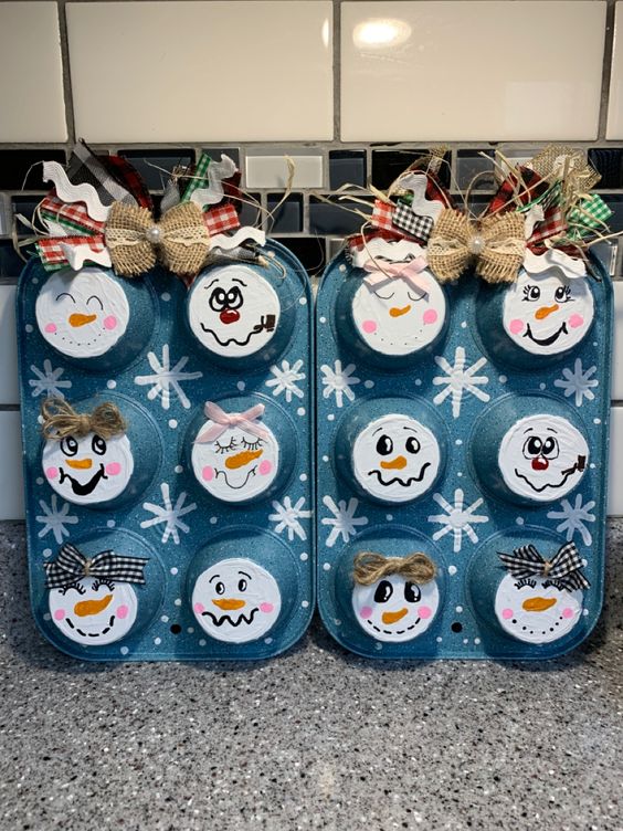 Muffin Tin Snowman Faces