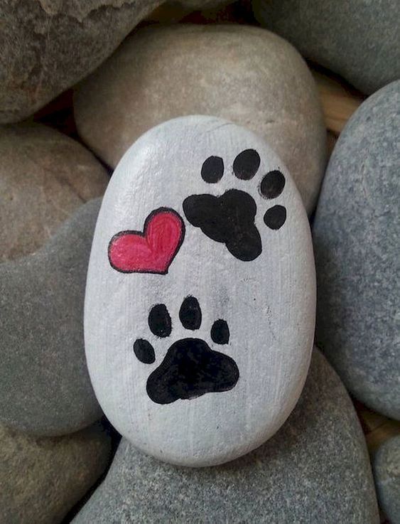 Paw Prints Love Pebble