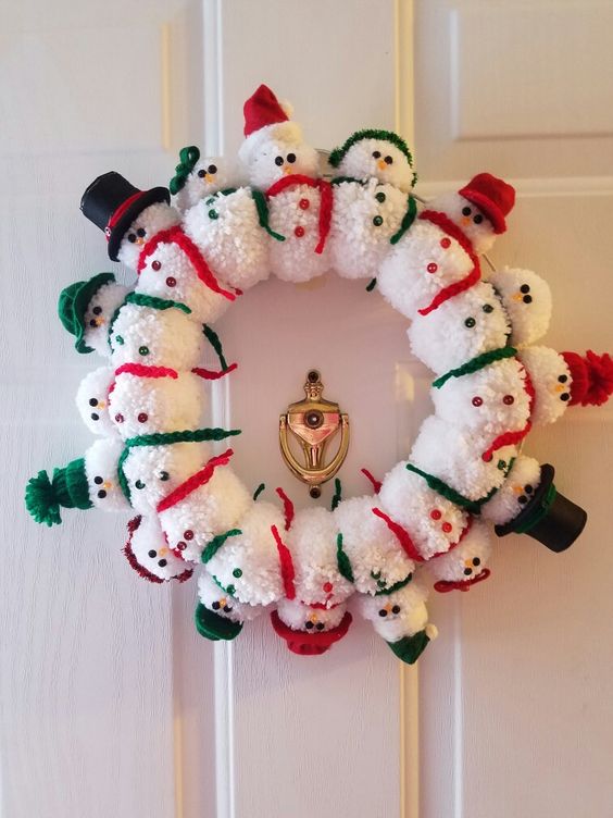 Pom-Pom Snowman Wreath