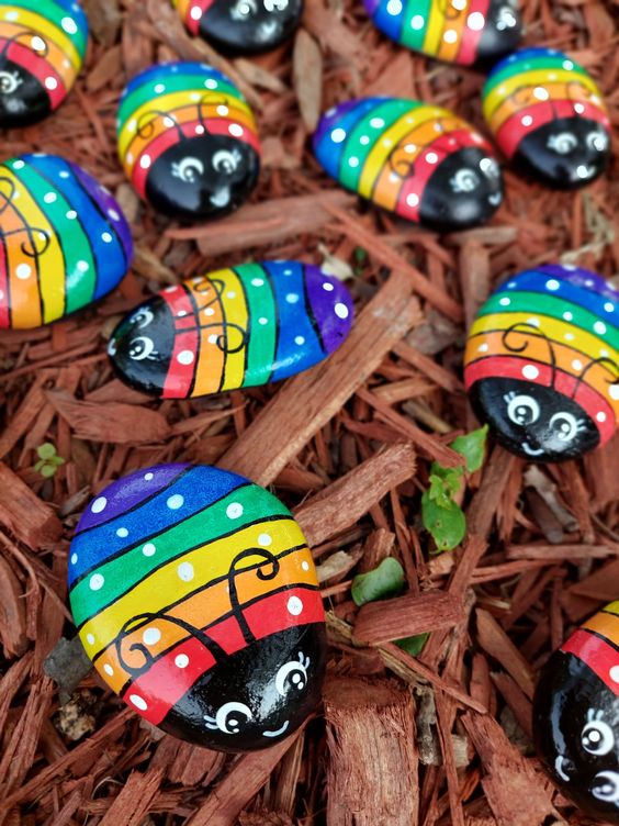 Rainbow Ladybug Pebble Friends