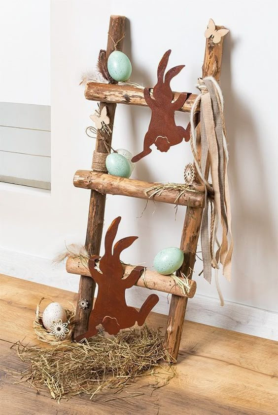 Rustic Bunny Ladder Display