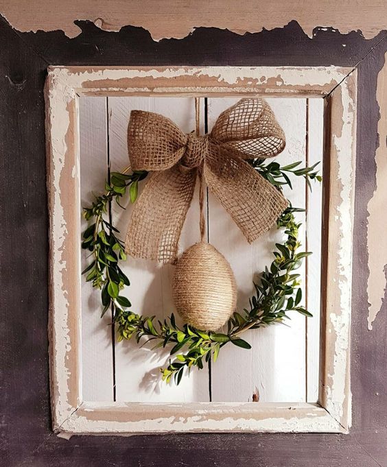 Rustic Burlap Easter Egg Wreath