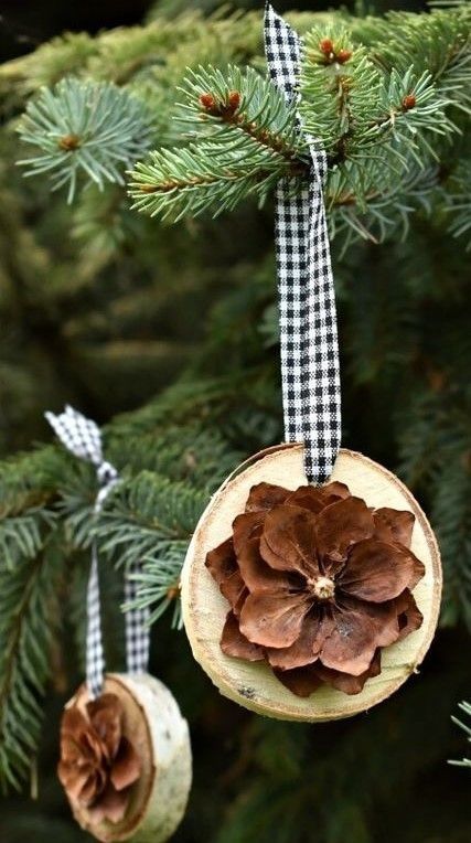 Rustic Pine Cone Flower Ornaments