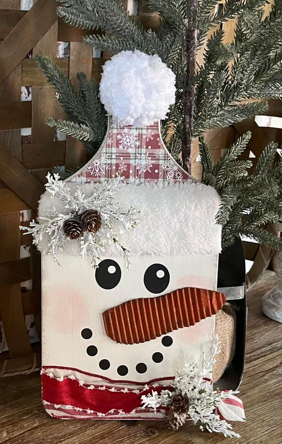 Rustic Snowman Cutting Board Decor