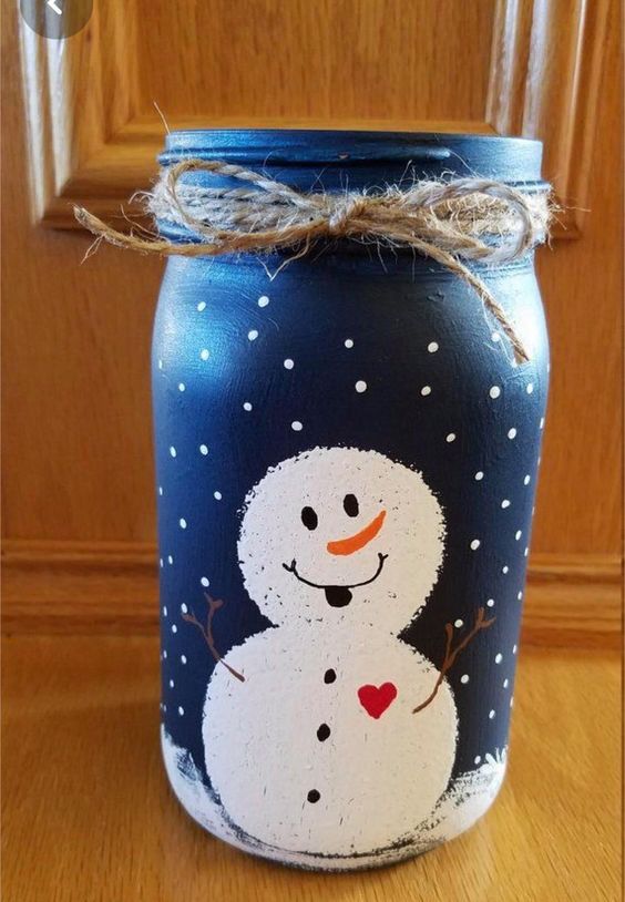 Rustic Snowman Mason Jar Lantern