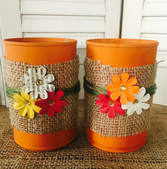 Rustic Tin Can Flower Holders