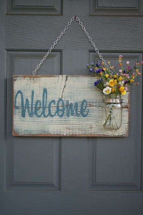 Rustic Welcome Mason Jar Sign