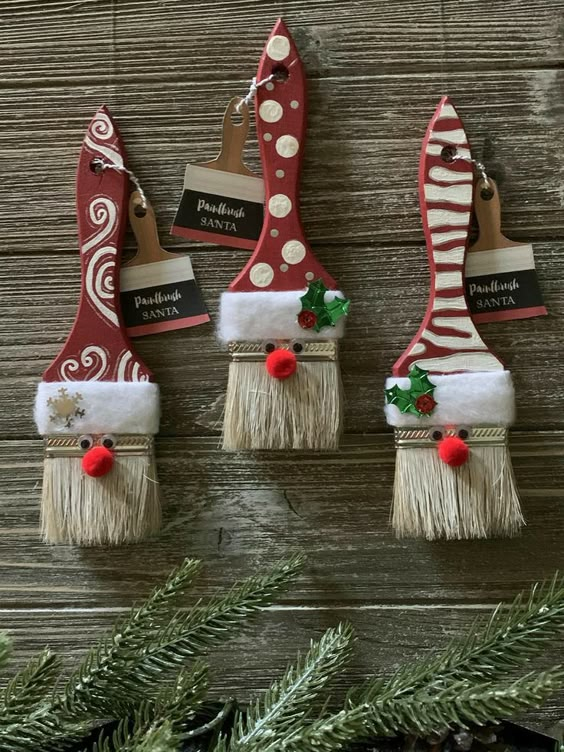 Santa Paintbrush Ornaments