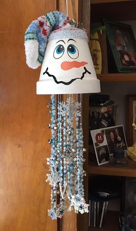 Snowman Flower Pot Wind Chime