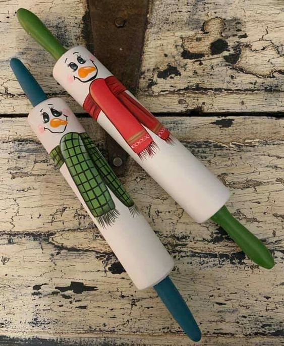 Snowman Rolling Pin Decorations