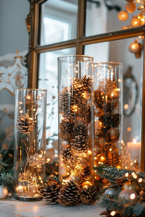 Twinkling Pinecone Lanterns