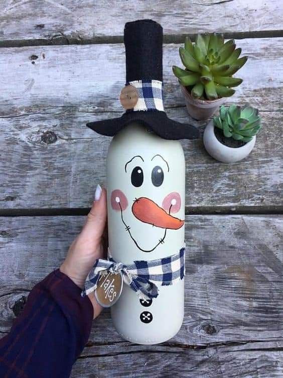 Upcycled Bottle Snowman