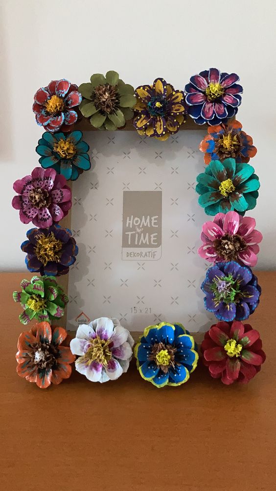 Vibrant Pine Cone Flower Photo Frame