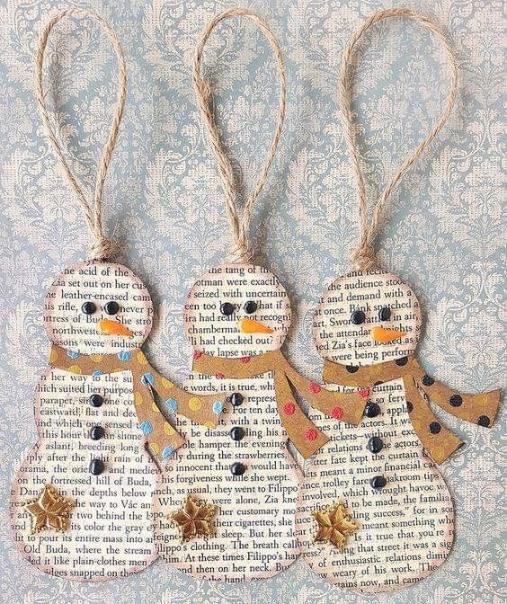 Vintage Paper Snowman Ornaments