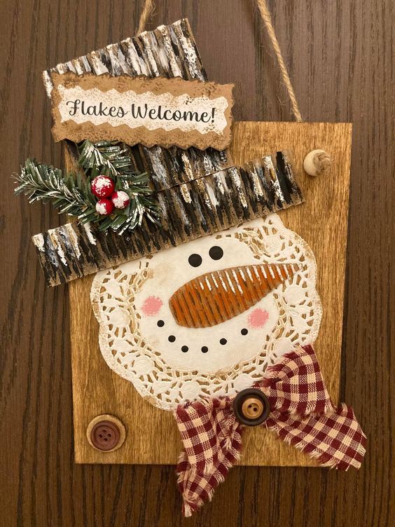 Welcoming Snowman Door Sign