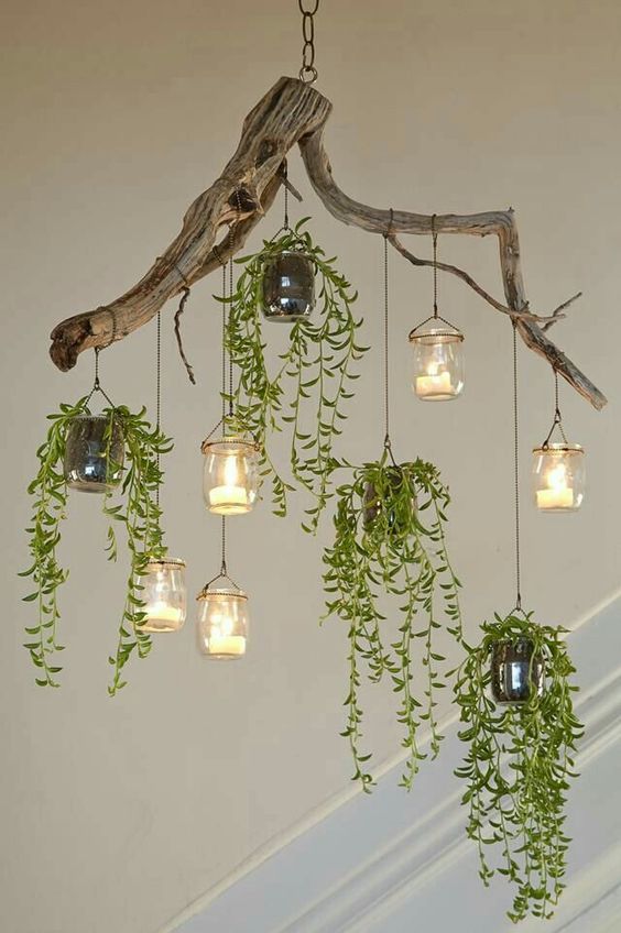 Whimsical Mason Jar Branch Chandelier