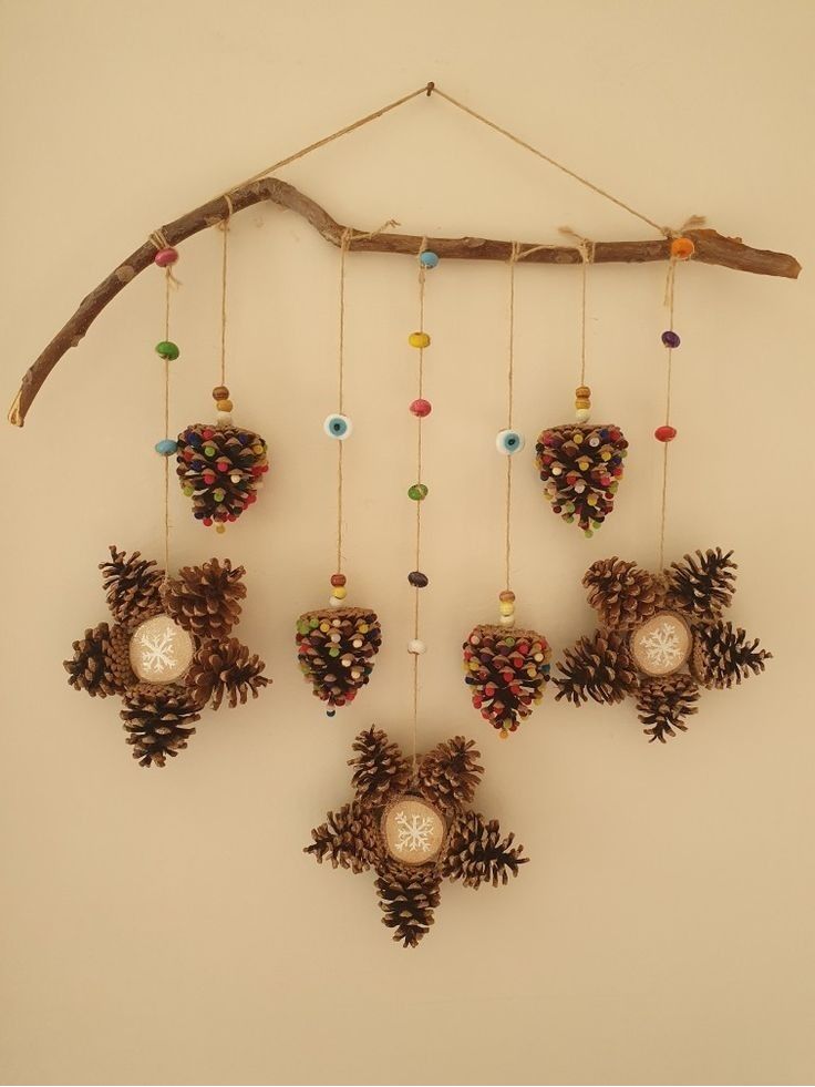 Whimsical Pine Cone Hanging Mobile