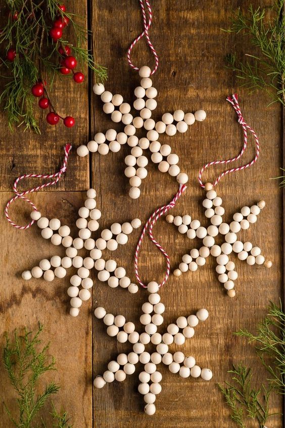 Wooden Bead Snowflake Ornaments