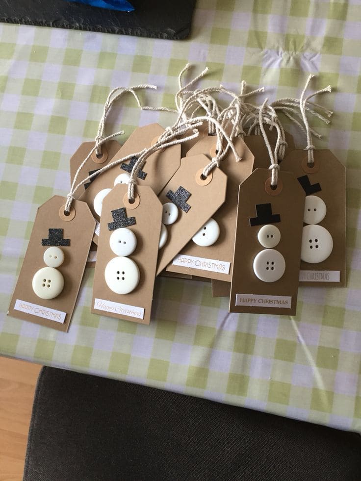 Button-Cutesy Snowman Gift Tags