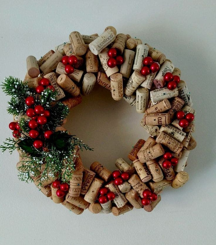 Charming Wine Cork Holiday Wreath