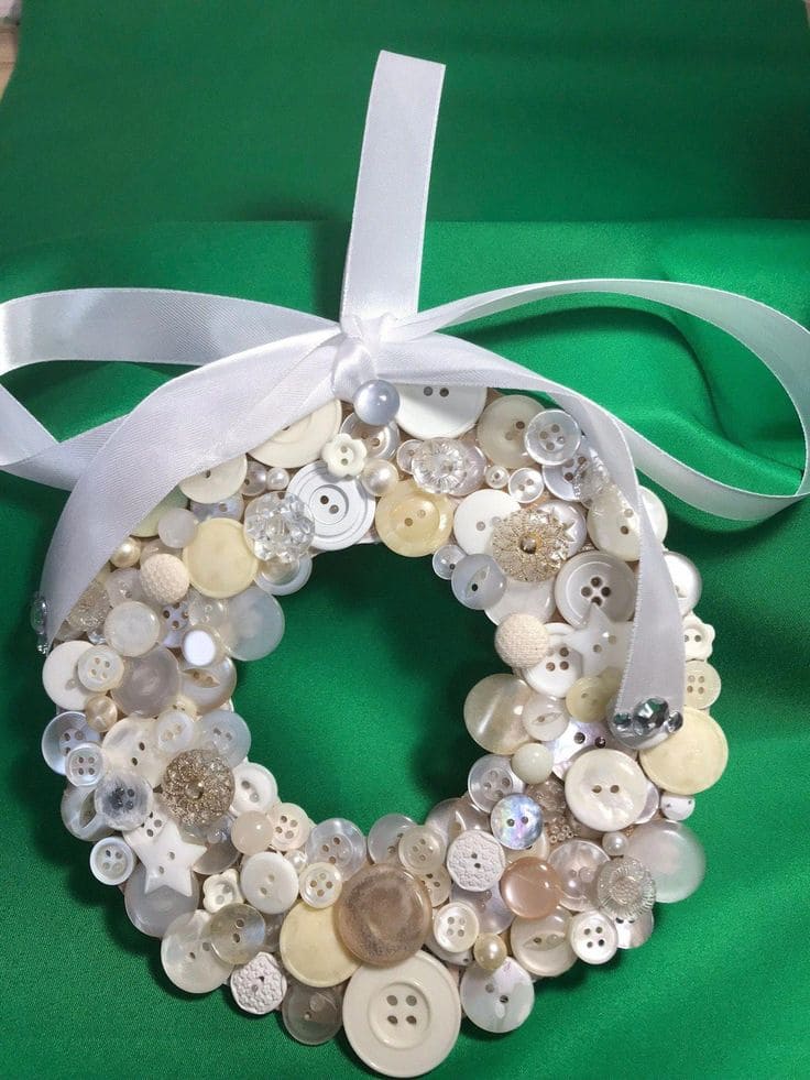 Elegant Button Christmas Wreath Creation