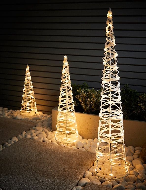 Elegant Lighted Cone Trees