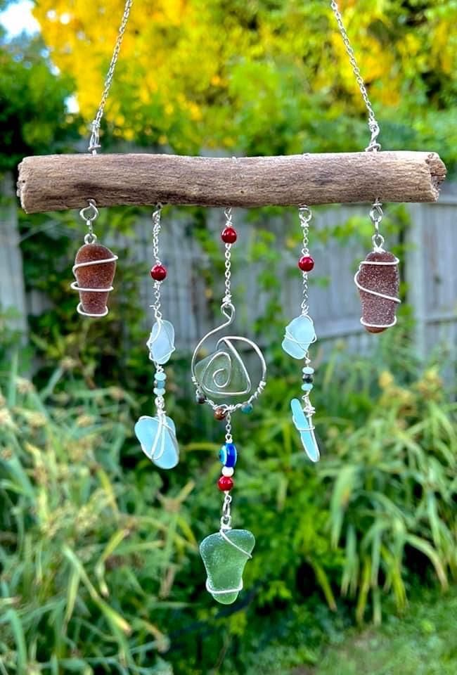 Enchanting Driftwood and Sea Glass Wind Chime