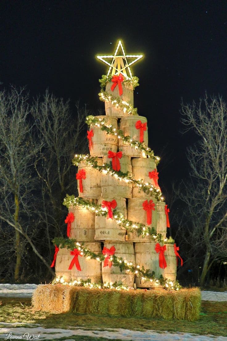 Festive Barrel Christmas Tree