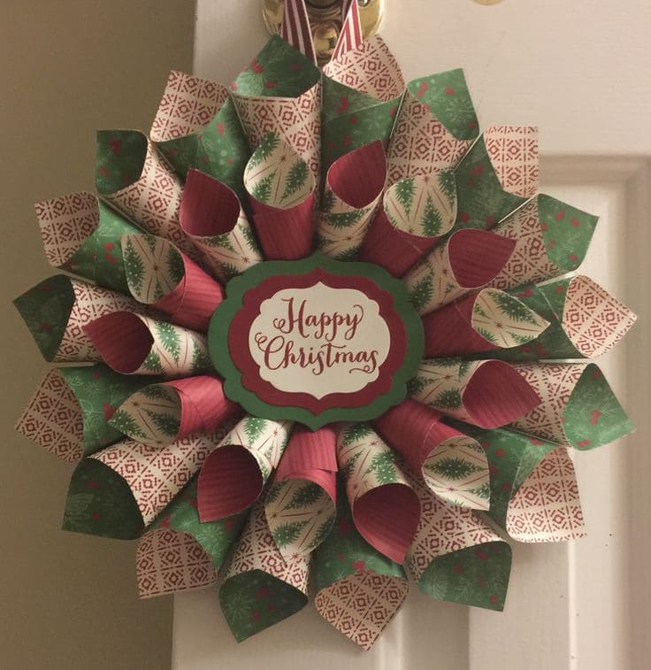 Festive Paper Cone Wreath Design