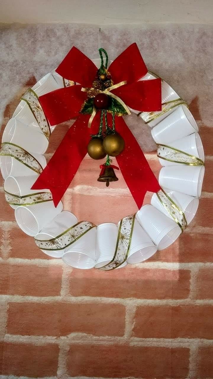 Festive Plastic Cup Wreath Design