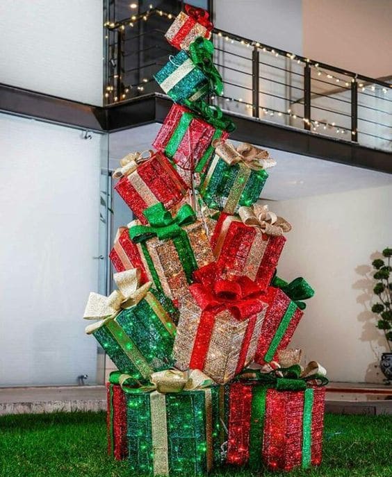 Glittering Gift Stack Tree