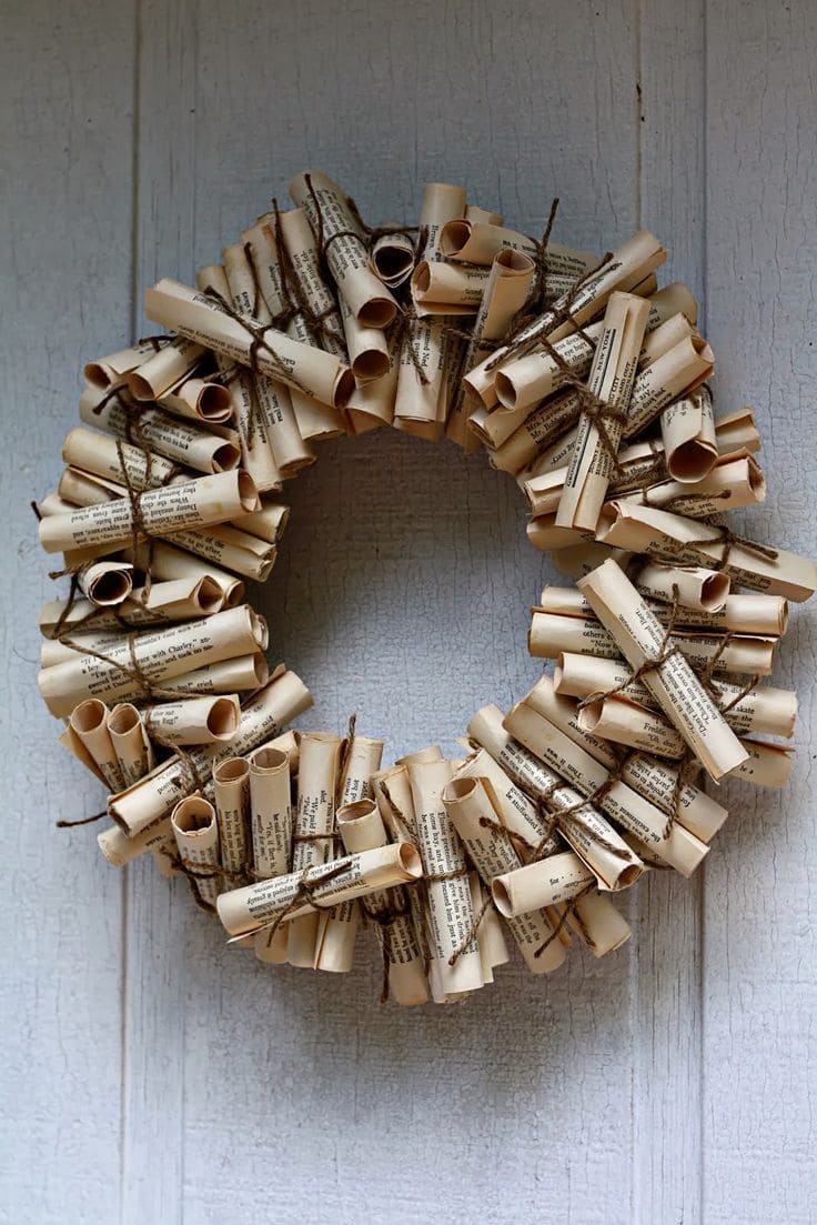 Literary Bookish Christmas Wreath